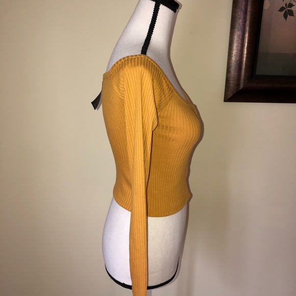 *SOLD* FOREVER 21 Crop Long Sleeve Yellow/Mustard Shirt Top🧡 - Picture 7 of 7